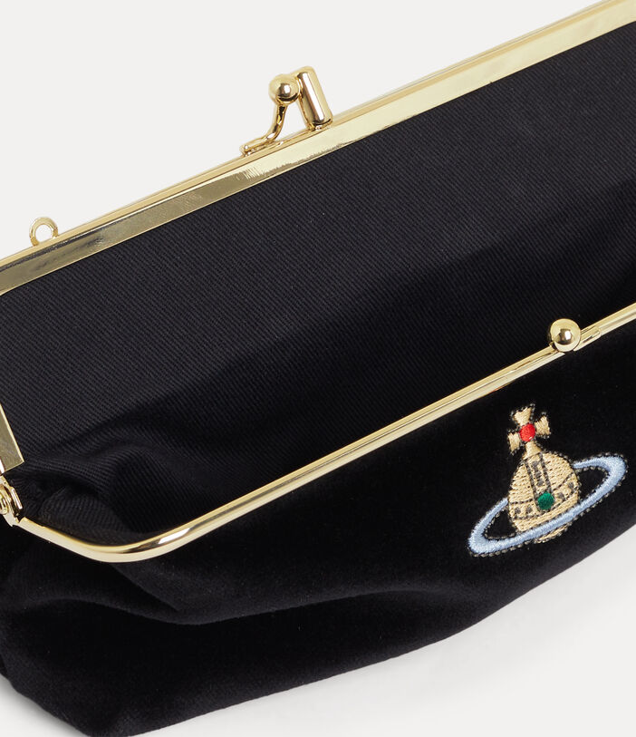 Vivienne Westwood EMBROIDERED ORB DOUBLE FRAME PURSE WITH CHAIN